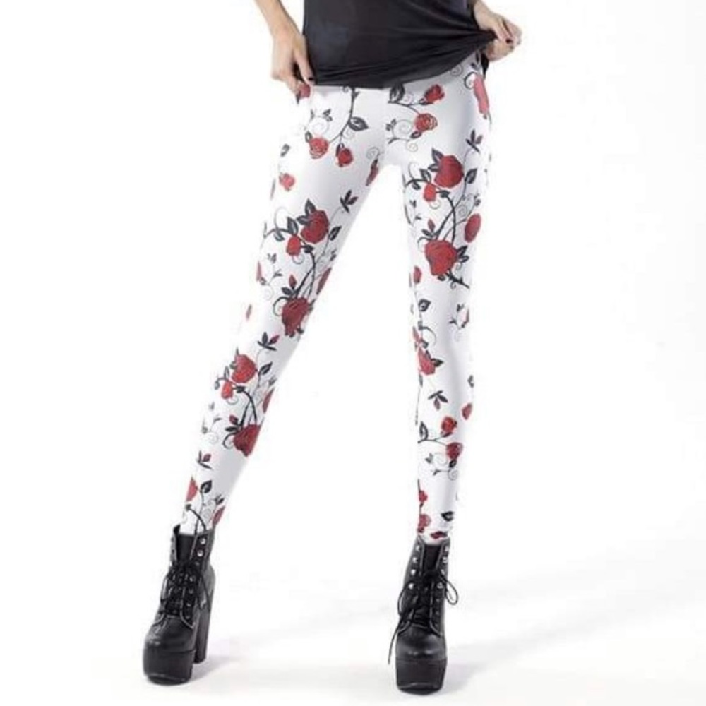 Blackmilk Leggings White Roses Medium BNWT